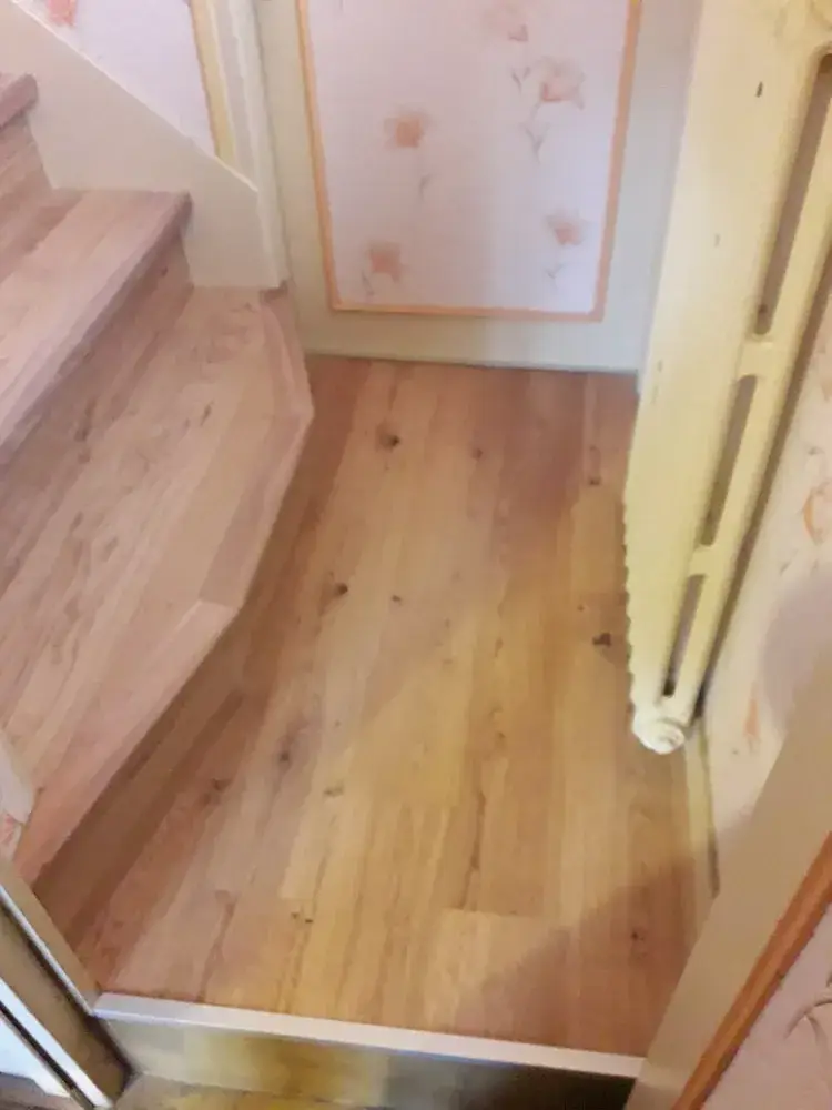 Rénovation escalier avec habillage parquet et nez de marche massif avant et après  (5)